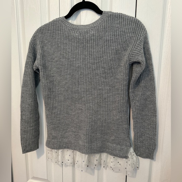 Pink Republic Heather Grey Knitted Sparkly Sweater with Ruffle Bottom (M 10/12) - Picture 2 of 4
